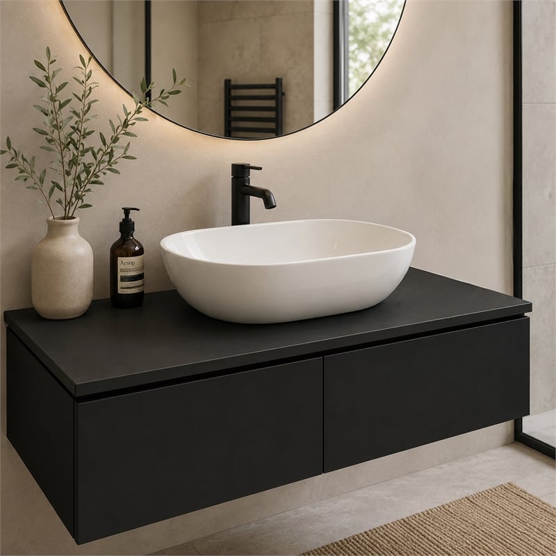 Morden 36 Inch Wide Solid Surface Black Countertop