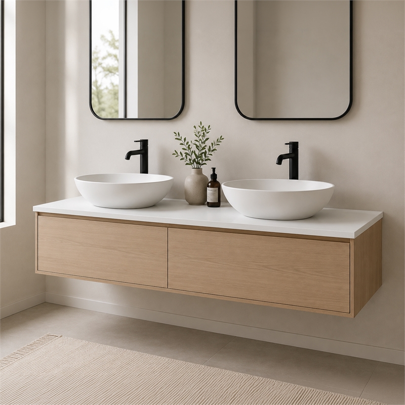 Morden 60 Inch Wide Solid Surface White Countertop