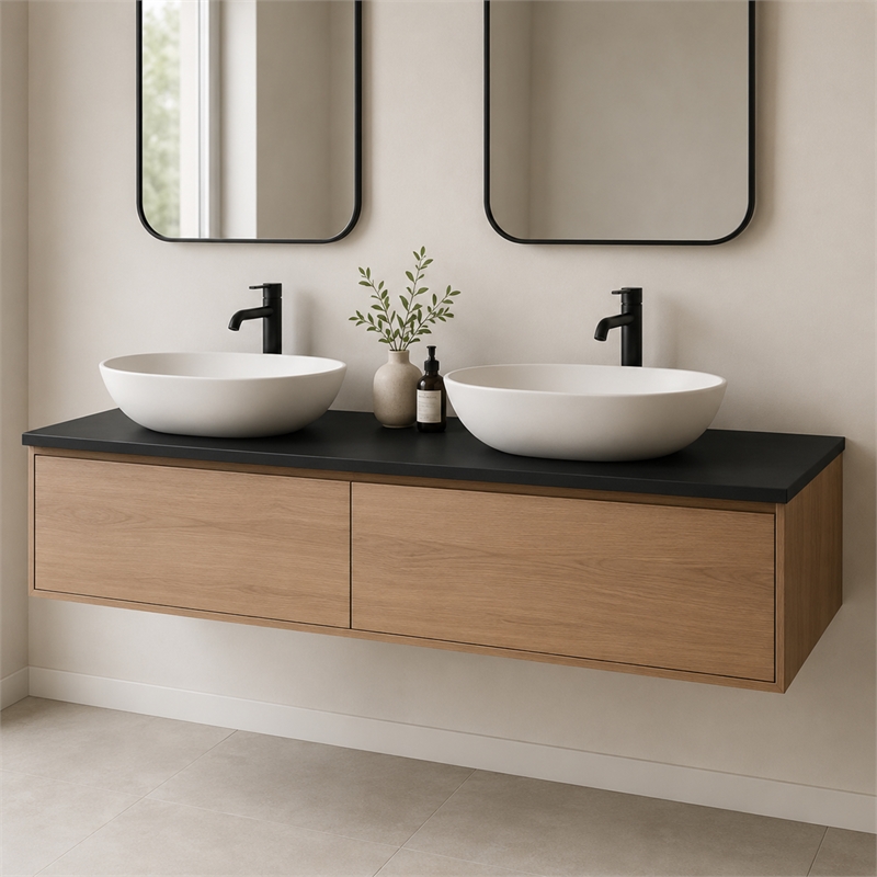 Morden 60 Inch Wide Solid Surface Black Countertop