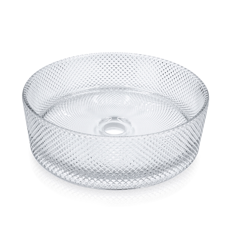Glacier Round Glass Vessel Bathroom Sink 14