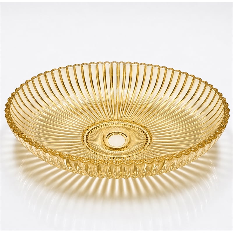 Lucine 21 in  Modern Clear Transparent With Gold Champagne Tempered Glass Oval Vessel Sink