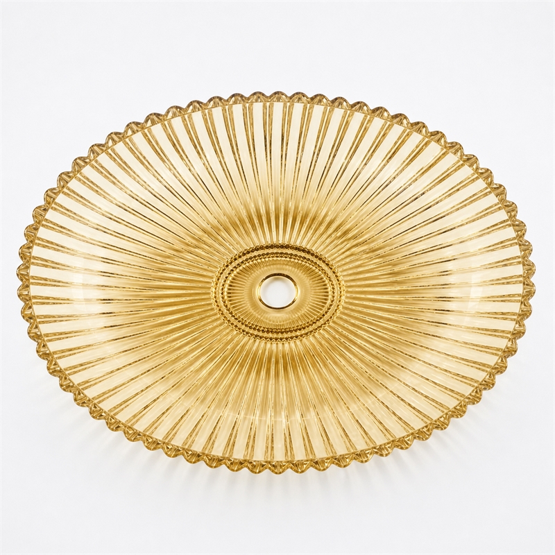 Lucine 21 in  Modern Clear Transparent With Gold Champagne Tempered Glass Oval Vessel Sink