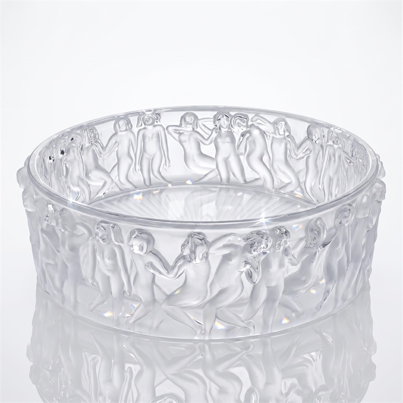 Olympus 16 in. Clear Frosted Glass Round Vessel Bathroom Sink Bowl