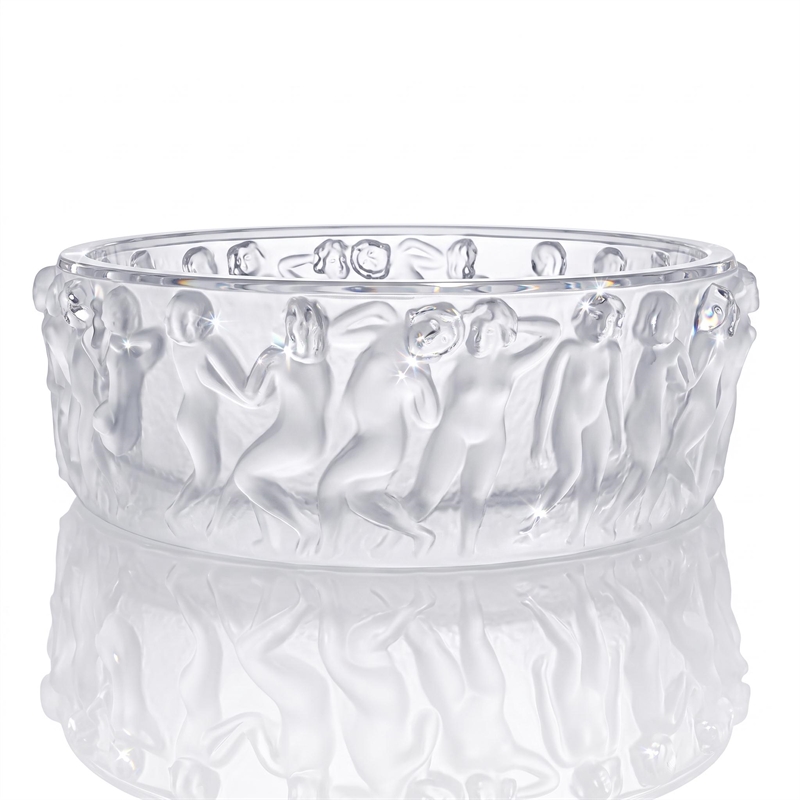 Olympus 16 in. Clear Frosted Glass Round Vessel Bathroom Sink Bowl