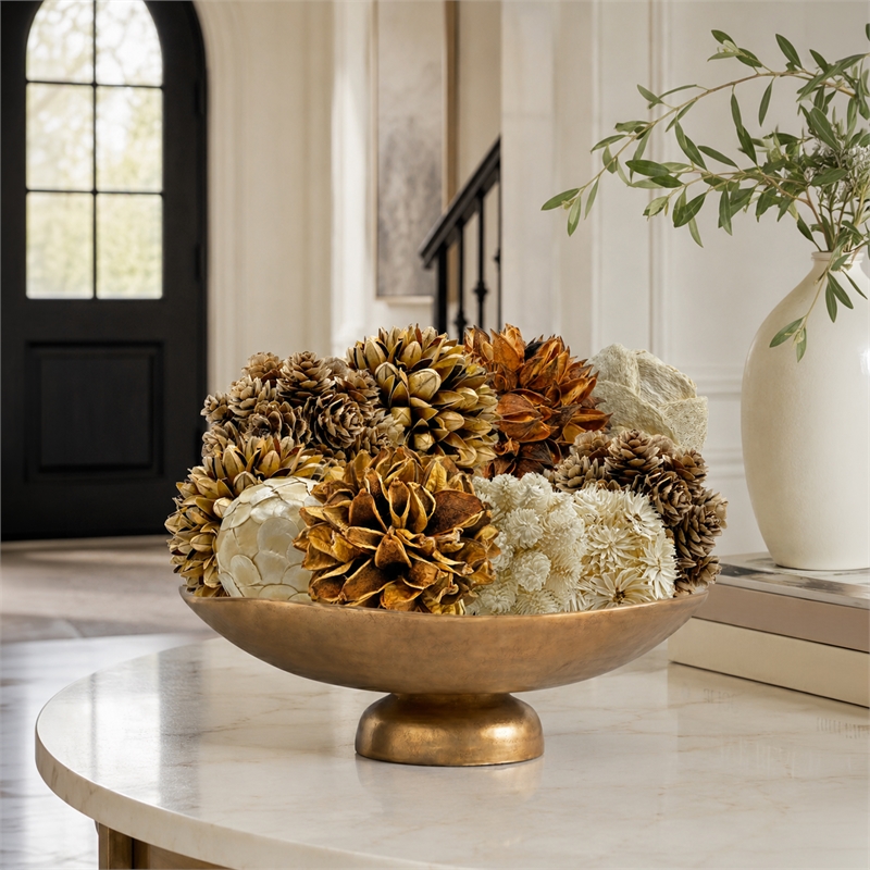 Brown and White Natural Preserved Topiary Balls Decorative Bowl Filler Set of 10