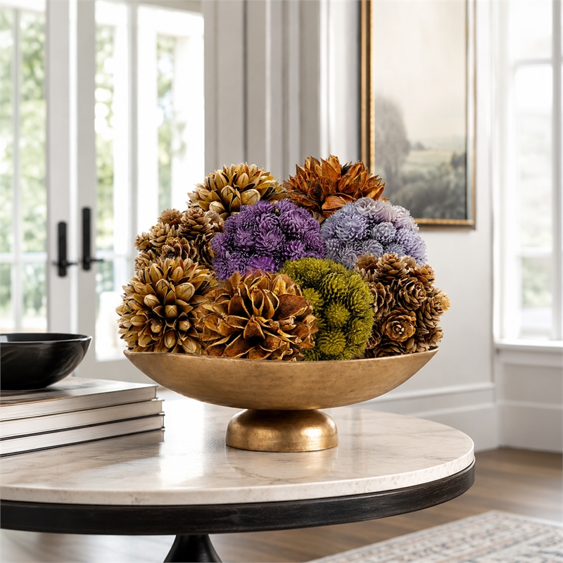 Purple and Brown Natural Preserved Topiary Balls Decorative Bowl Filler Set of 9