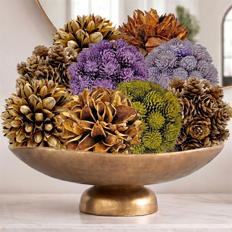 Purple and Brown Natural Preserved Topiary Balls Decorative Bowl Filler Set of 9