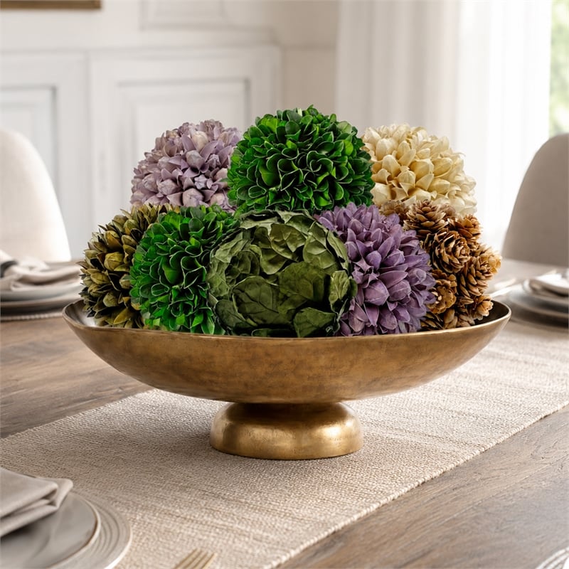 Purple and Green Natural Preserved Topiary Balls Decorative Bowl Filler Set of 9