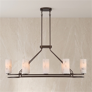 Aurelia 47&quot 8-Light Hellenic Bronze Steel Linear Island Chandelier