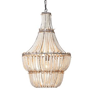 Eden Home Transitional Wood Glamourous and Elegant Chandelier in White
