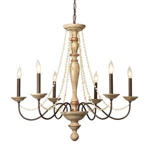 Eden Home Wood White Chandelier Round 34&quotH x 36&quotW x 36&quotD