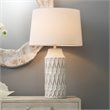 Eden Home Traditional Ceramic and Linen Table Lamp in White Patterned
