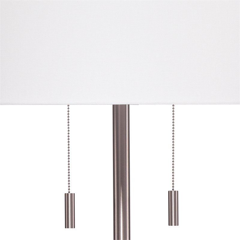 Eden Home Metal Floor Lamp with Classic Drum Shade in Matte Silver