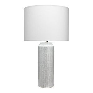 Eden Home Coastal Ceramic Table Lamp with Linen Shade in Gray Finish