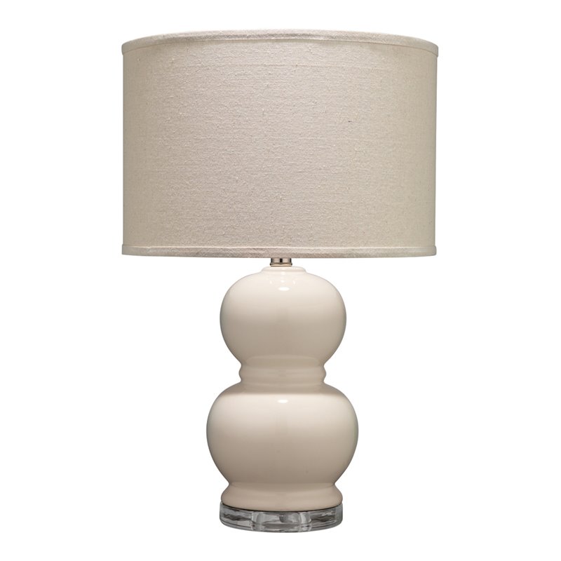 Eden Home Transitional Glass Table Lamp with Classic Shape in Cream
