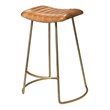 Eden Home Transitional Leather and Iron Counter Stool in Brown/Gold