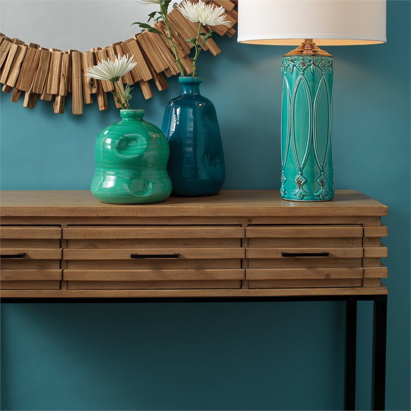 Eden Home Farmhouse Wood and Metal Console Table in Natural/Black