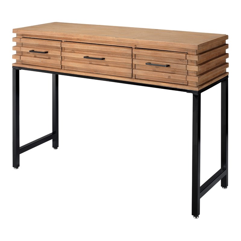 Eden Home Farmhouse Wood and Metal Console Table in Natural/Black