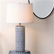 Eden Home Transitional Ceramic Table Lamp with Shade in Blue/White