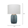 Eden Home 1-Light Transitional Ceramic Table Lamp with Linen Shade in Blue