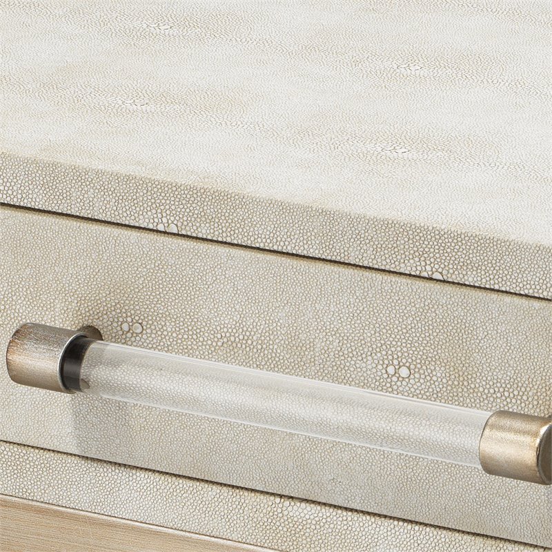 Eden Home Transitional Iron Metal/Faux Leather Side Table in Cream