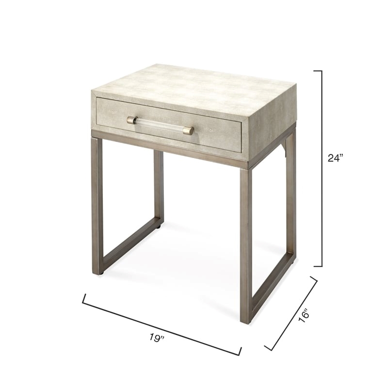 Eden Home Transitional Iron Metal/Faux Leather Side Table in Cream