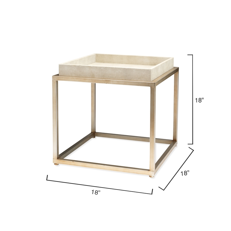 Eden Home Square Transitional Metal Side Table in Cream/Champagne