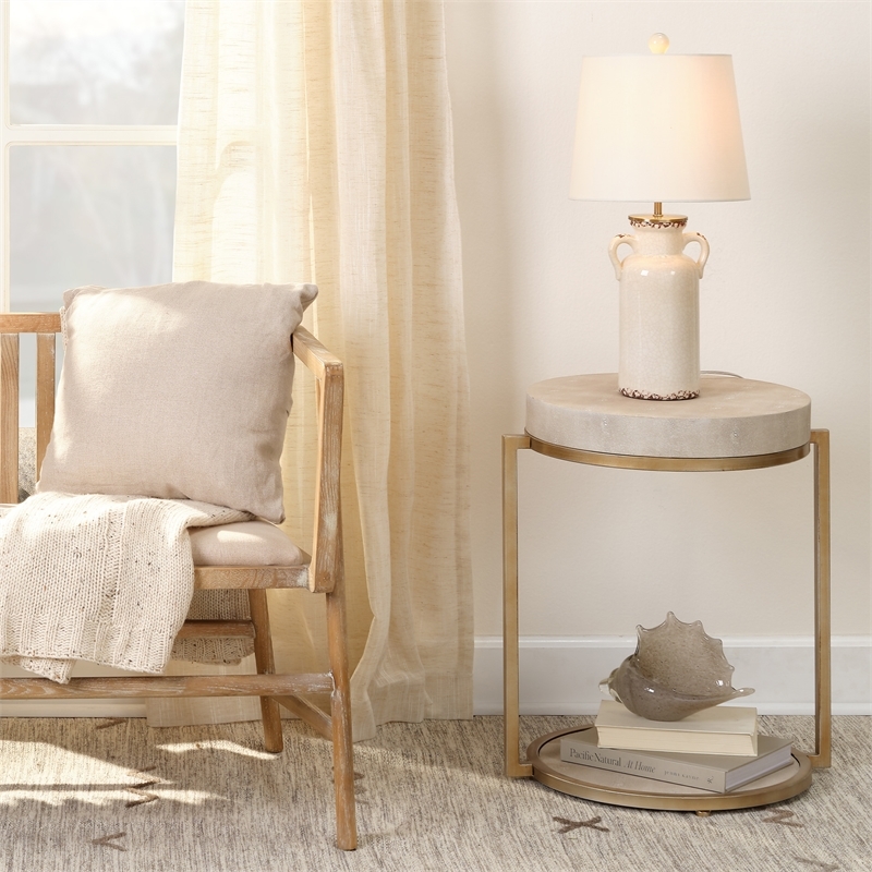 Eden Home Metal Ivory Side Table Round 23.5