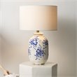 Eden Home Ceramic and Cotton Table Lamp in White/Blue Patterned