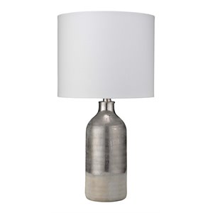 Eden Home Ceramic Silver Table Lamp Drum Shade 23.5&quot Unassembled
