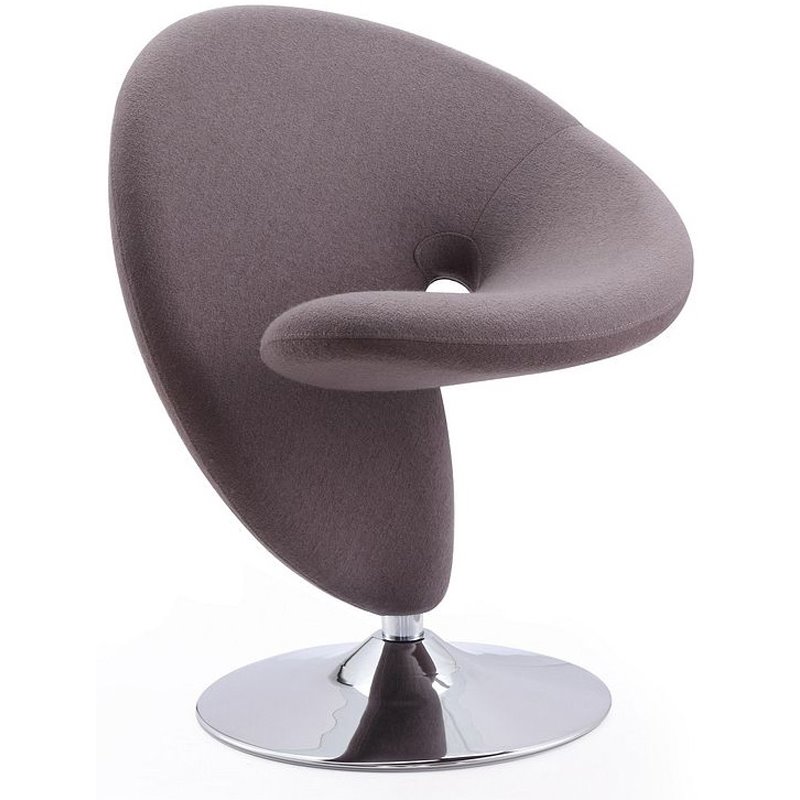 Eden Home Fabric & Metal Swivel Accent Chair in Gray/Polished Chrome