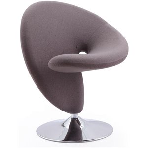 Eden Home Fabric & Metal Swivel Accent Chair in Gray/Polished Chrome