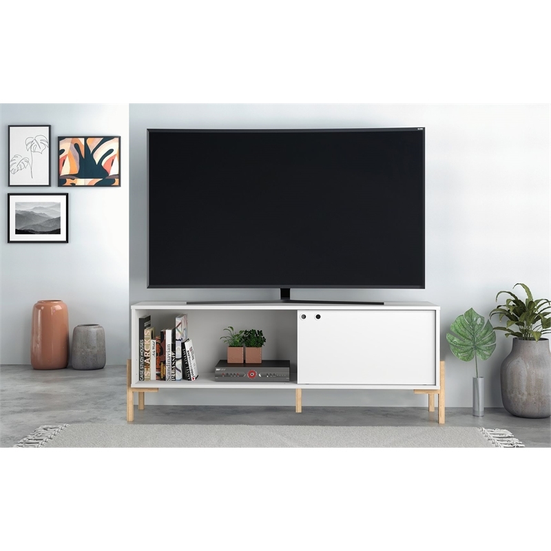 Eden Home 2 Shelves Mid-Century Wood TV Stand for TVs up to 50