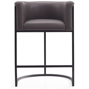Eden Home 25.5&quot Contemporary Faux Leather Counter Stool in Pebble/Black