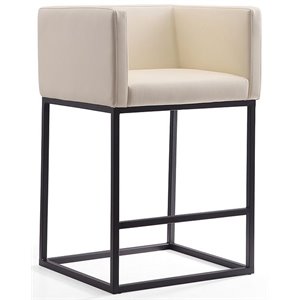 Eden Home 25&quot Contemporary Faux Leather Counter Stool in Cream/Black