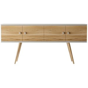 Eden Home Wood 60&quot Sideboard with 2 Shelves in Off White and Cinnamon