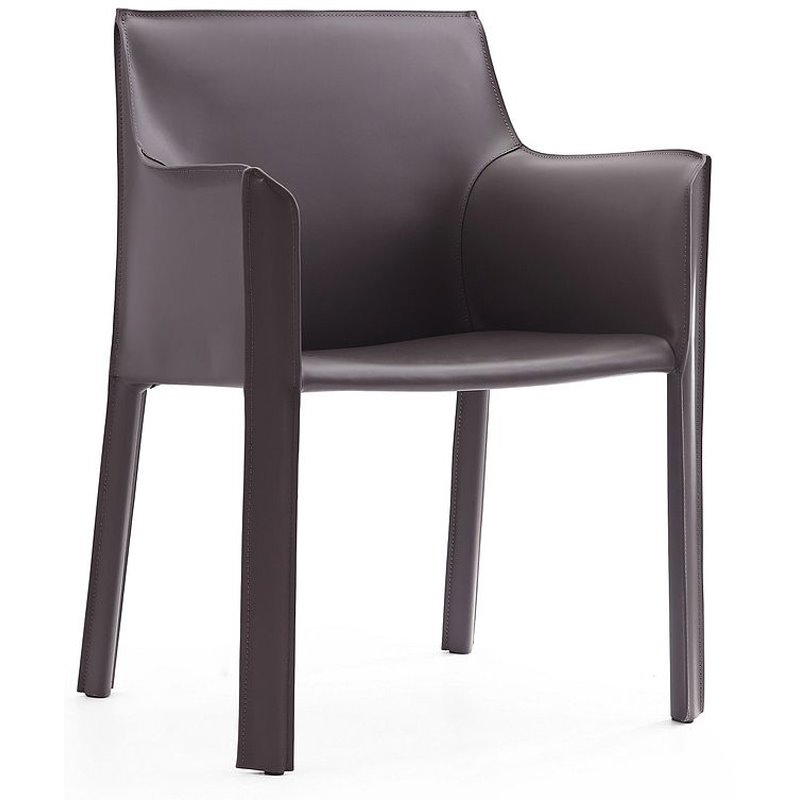 Eden Home Contemporary Faux Leather & Metal Armchair in Gray