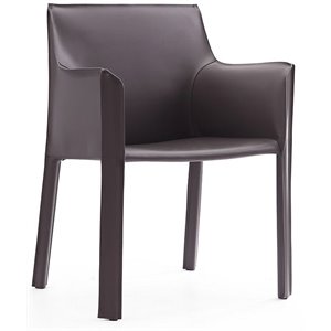 Eden Home Contemporary Faux Leather & Metal Armchair in Gray