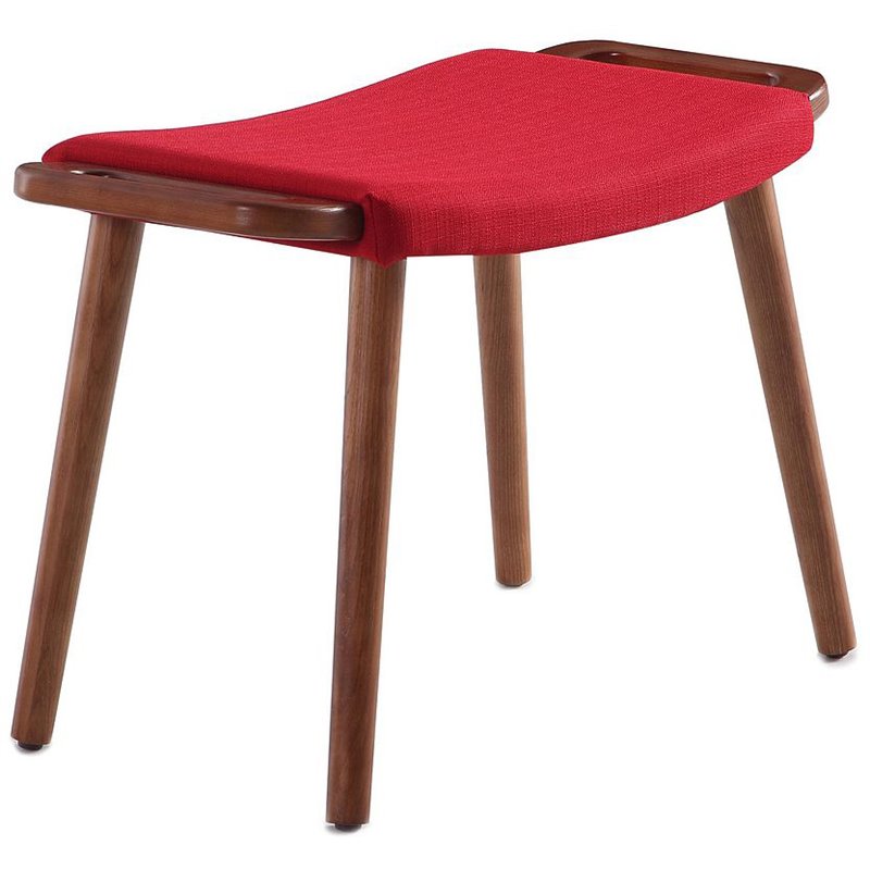 Eden Home Contemporary Linen Fabric & Wood Ottoman in Red/Antique Walnut