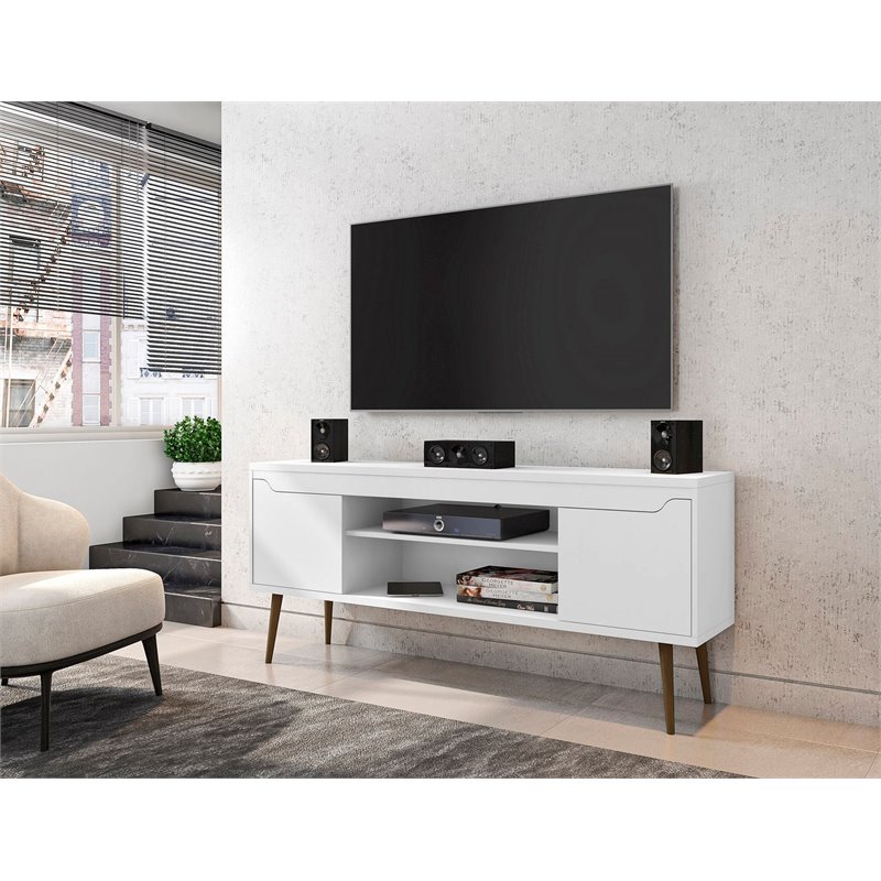 Eden Home 4 Shelves Mid-Century Wood TV Stand for TVs up to 60