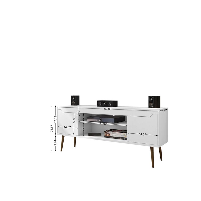 Eden Home 4 Shelves Mid-Century Wood TV Stand for TVs up to 60