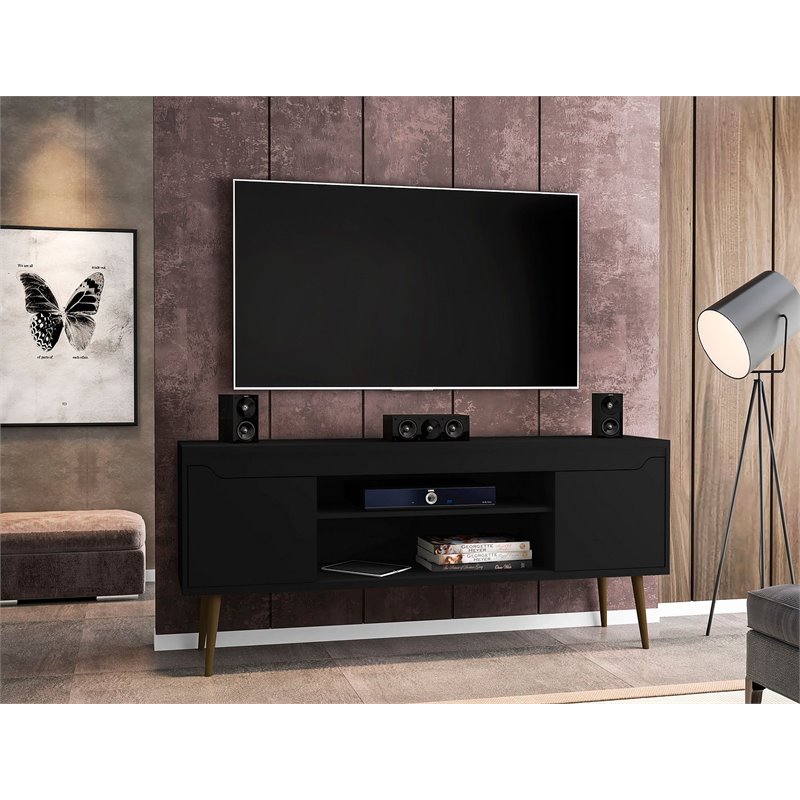 Eden Home 4 Shelves Mid-Century Wood TV Stand for TVs up to 60