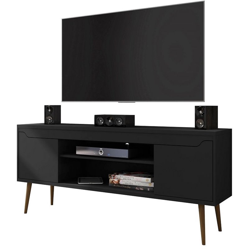 Eden Home 4 Shelves Mid-Century Wood TV Stand for TVs up to 60