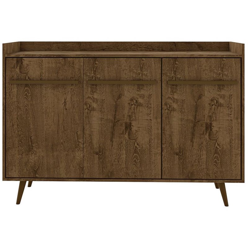 Eden Home 4-Shelf Mid-Century Wood Buffet Stand in Rustic Brown