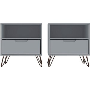 Eden Home 1-Drawer Contemporary Wood Nightstand in White (Set of 2)
