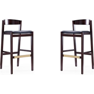 Eden Home 30.5&quot Contemporary Faux Leather & Wood Barstool in Black (Set of 2)