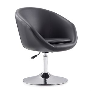 Eden Home Adjustable Height Contemporary Faux Leather Accent Chair in Black