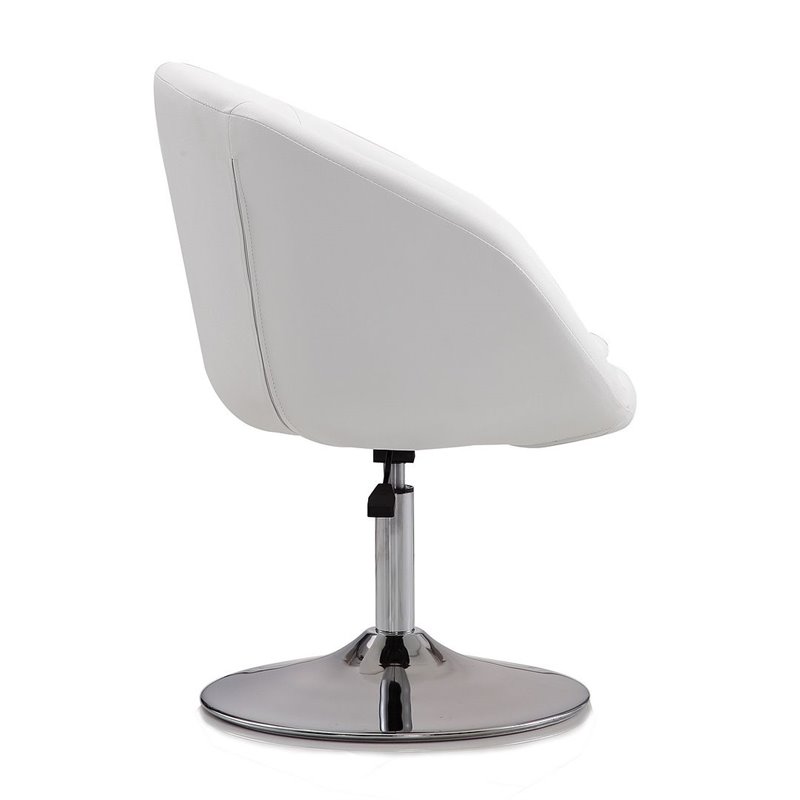Eden Home Adjustable Height Contemporary Faux Leather Accent Chair in White