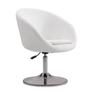Eden Home Adjustable Height Contemporary Faux Leather Accent Chair in White