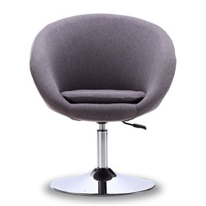 Eden Home Adjustable Height Contemporary Fabric Accent Chair in Gray